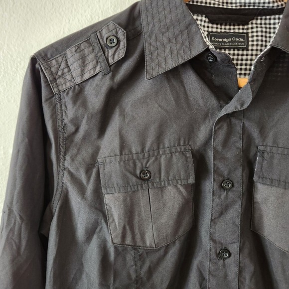 Sovereign Code Big Boys XL 18/20 Black Gray Button Down Long Sleeve Shirt - Picture 4 of 7